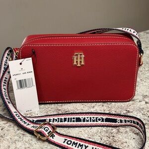 Tommy Hilfiger Crossbody Bag With Pebbled Exterior Finish & Gold Accents